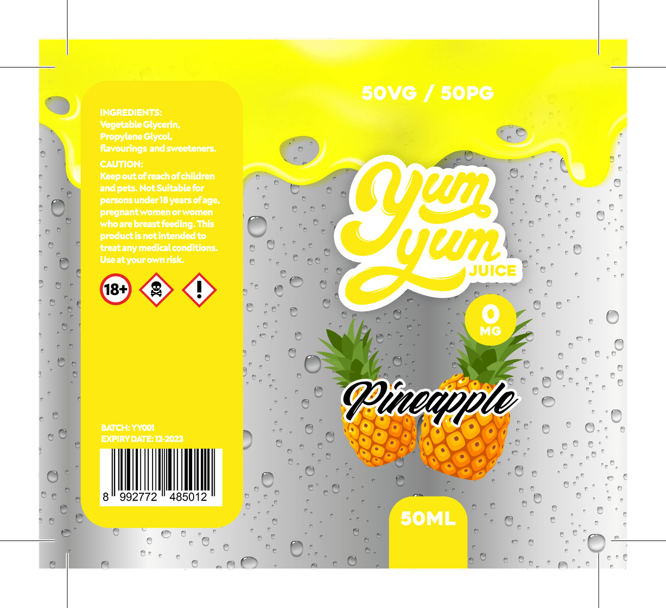 Yum Yum Labels - Pineapple