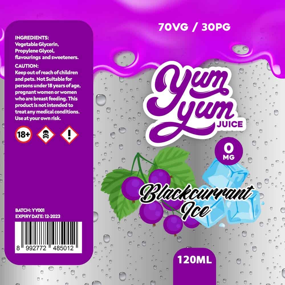 Yum Yum Labels - Blackcurrant Ice (100ml) 70-30