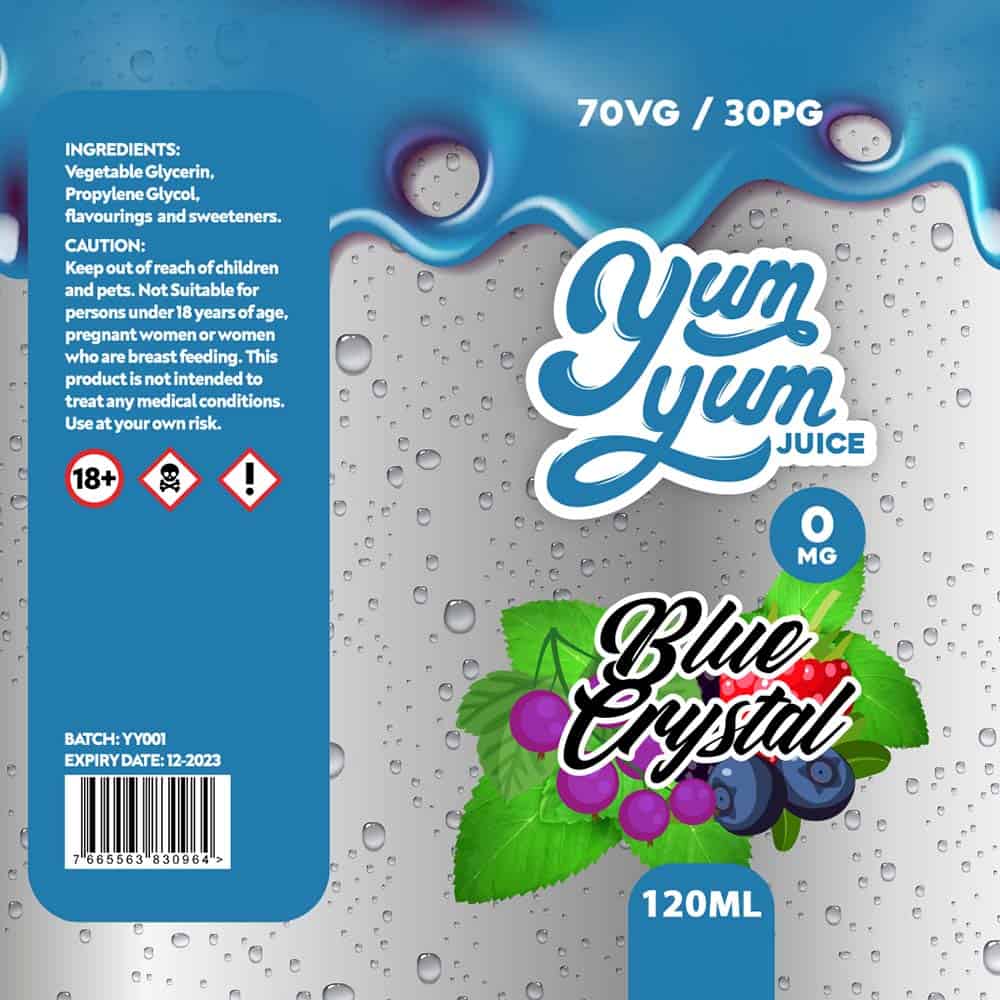 Yum Yum Labels - Blue Crystal (100ml) 70-30