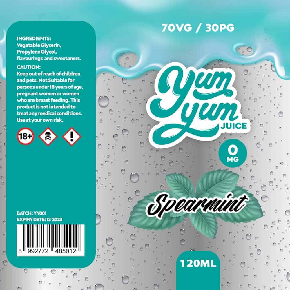 Yum Yum Labels - Spearmint (100ml) 70-30
