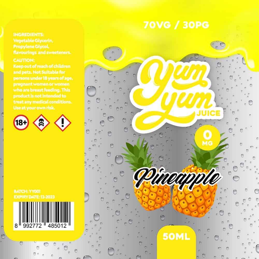 Yum Yum Labels - Pineapple (50ml) 70-30
