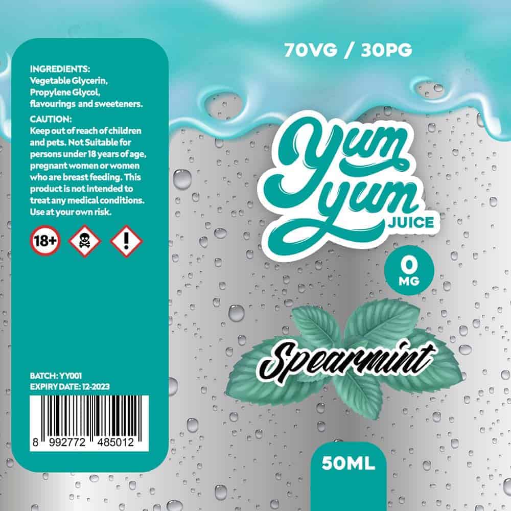 Yum Yum Labels - Spearmint (50ml) 70-30